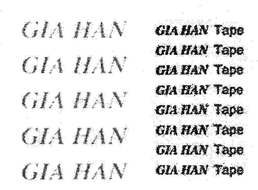 Mẫu nhãn hiệu GIA HAN tape