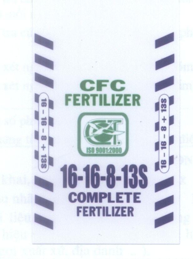 Mẫu nhãn hiệu CT C T CFC FERTILIZER 16-16-8-13S COMPLETE FERTILIZER ISO 9001:2000 16 - 16 - 8 + 13S