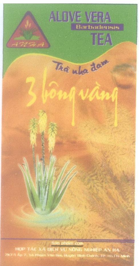 Mẫu nhãn hiệu ANHA ALOVE VERA TEA Barbadensis trà nha dam 3 bông vàng