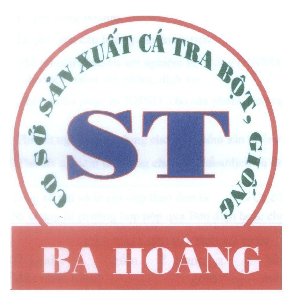 Mẫu nhãn hiệu ST Ba Hoàng cơ sở sản xuất cá tra bột, giống