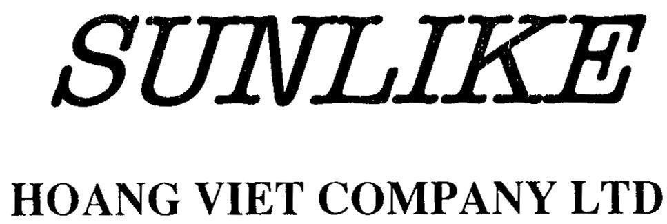 Mẫu nhãn hiệu SUNLIKE HOANG VIET COMPANY LTD
