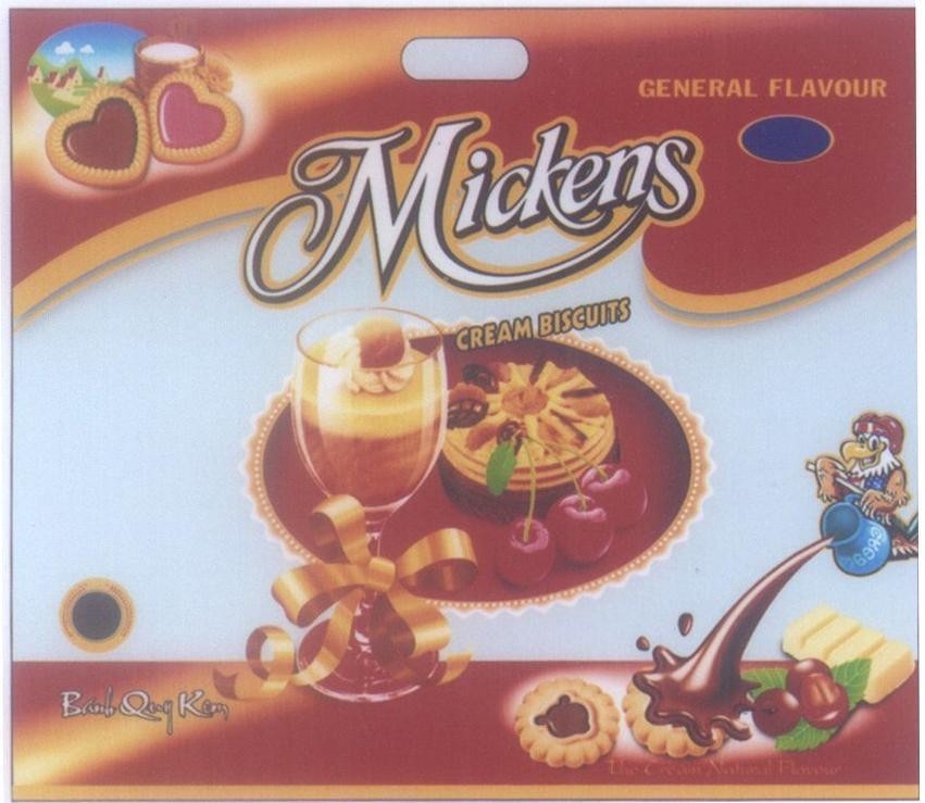 Mẫu nhãn hiệu Mickens CREAM BISCUITS Bánh Quy Kem GENERAL FLAVOUR