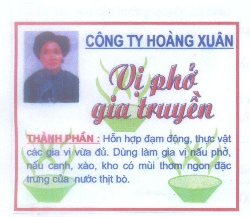 Mẫu nhãn hiệu Công ty Hoàng Xuân Vị phở gia truyền