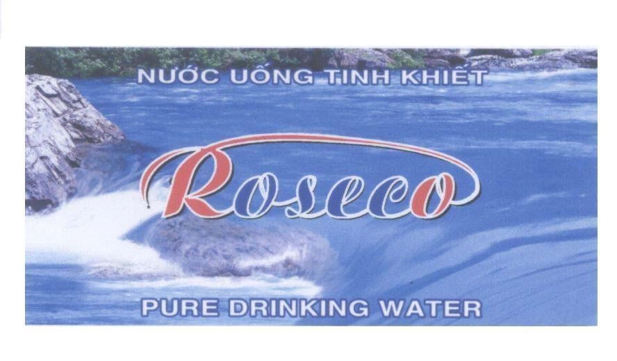 Mẫu nhãn hiệu Roseco Nước Uống Tinh Khiết PURE DRINKING WATER