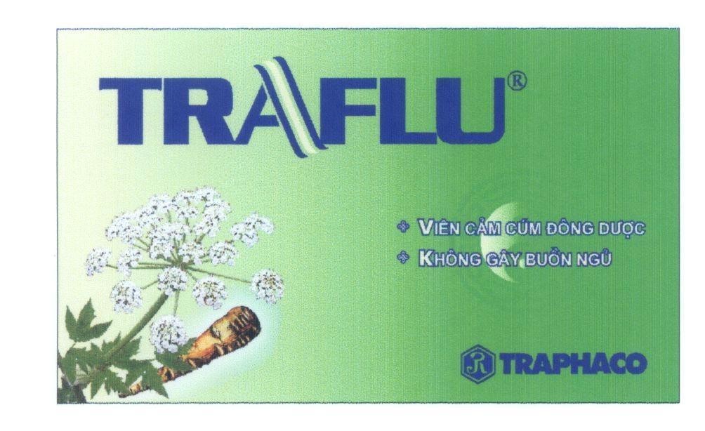 Mẫu nhãn hiệu TRAFLU TRAPHACO R Viên cảm cúm đông dược Không gây buồn ngủ
