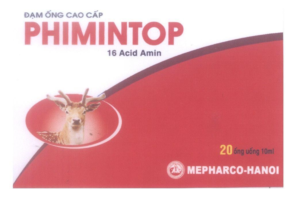 Mẫu nhãn hiệu PHIMINTOP Đạm ống Cao Cấp 16 Acid Amin MEPHACO - HANOI 20 ống uống 10ml