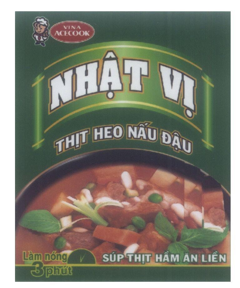 Mẫu nhãn hiệu Nhật Vị Thịt Heo Nấu Đậu Súp Thịt Ăn Liền VINA ACECOOK Làm nóng 3 phút