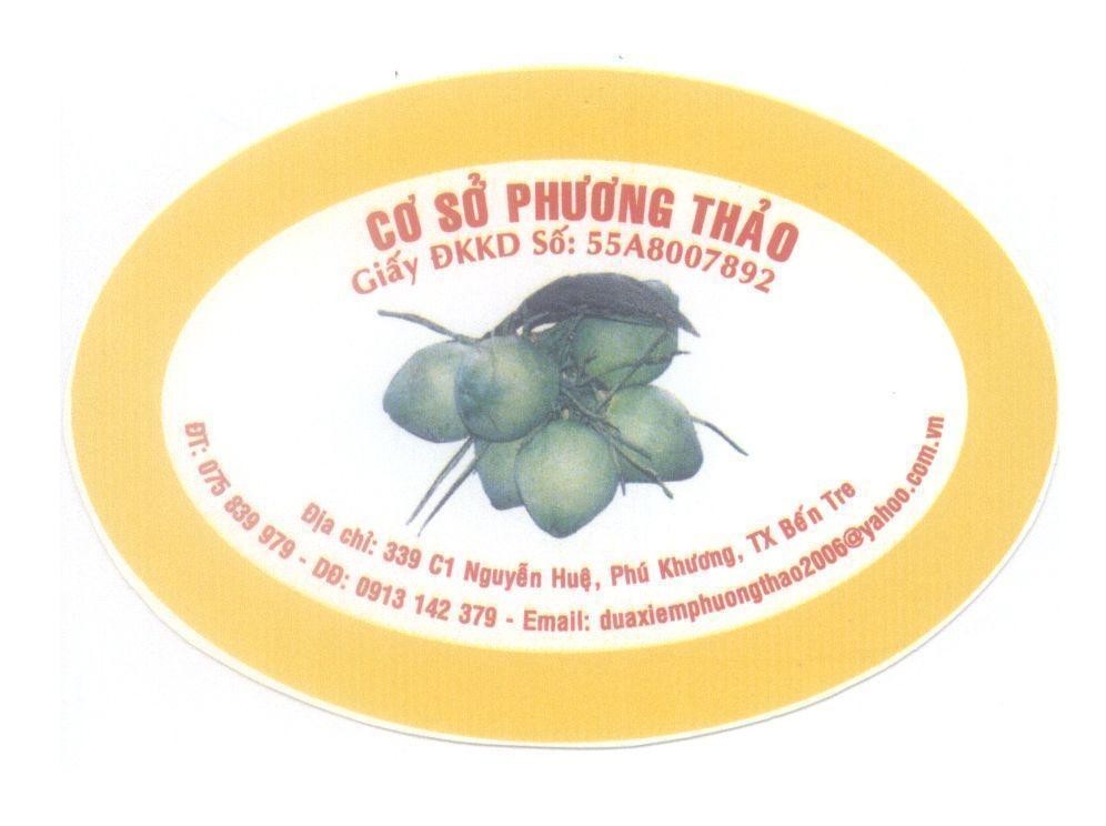 Mẫu nhãn hiệu Cơ Sở Phương Thảo Giấy ĐKKD Số: 55A8007892 Địa Chỉ: 339 C1 Nguyễn Huệ, Phú Khương, TX Bến Tre