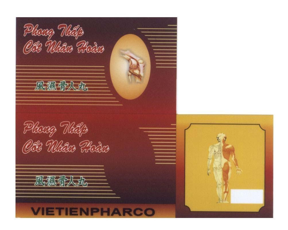 Mẫu nhãn hiệu VIETIENPHARCO Phong Thấp Cốt Nhân Hoàn [fèng shì gu rén wán: phong thấp cốt nhân hoàn]