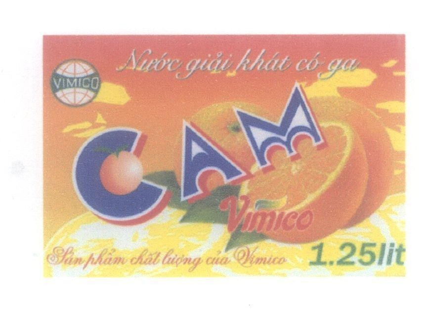 Mẫu nhãn hiệu CAM Vimico Nước giải khát có ga Sản phẩm chất lượng của Vimico 1.25lit