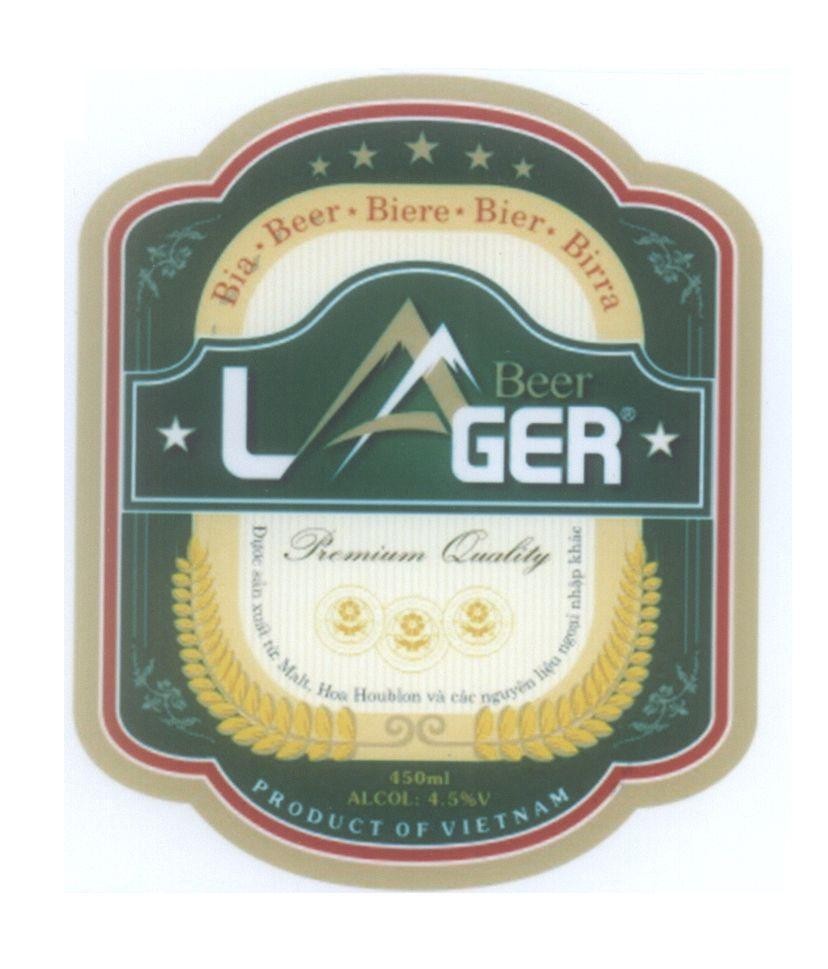 Mẫu nhãn hiệu LAAGER Beer Premium Quality Bia-Beer-Biere-Bier-Birra