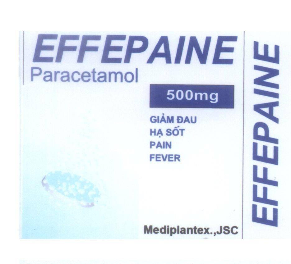 Mẫu nhãn hiệu EFFEPAINE Paracetamol 500mg Giảm Đau Hạ Sốt Pain Fever Mediplantex.,JSC