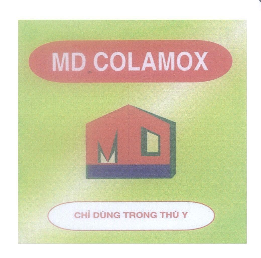 Mẫu nhãn hiệu MD COLAMOX Chỉ Dùng Trong Thú Y