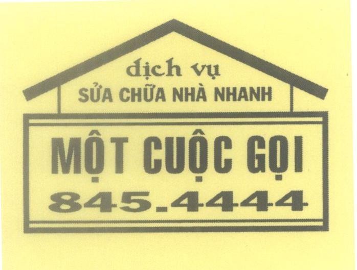 Mẫu nhãn hiệu Một Cuộc Gọi dịch vụ Sửa Chữa Nhà Nhanh 845.4444