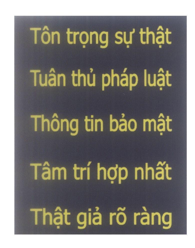 Mẫu nhãn hiệu Tôn trọng sự thật Tuân thủ pháp luật Thông tin bảo mật Tâm trí hợp nhất Thật giả rõ ràng