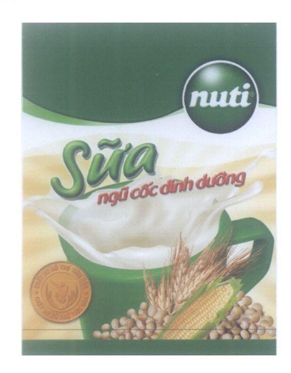 Mẫu nhãn hiệu Nuti Sữa ngũ cốc dĩnh dưỡng, chất xơ hỗ trợ tiêu hoá