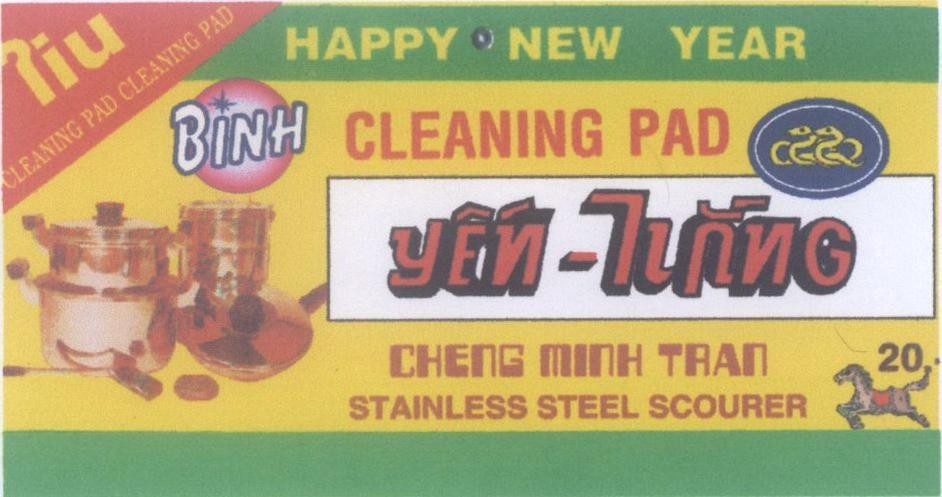 Mẫu nhãn hiệu Yến Hằng Jiu BINH HAPPY NEW YEAR CLEANING PAD CHENG MINH TRAN STAINLESS STEEL SCOURER 20