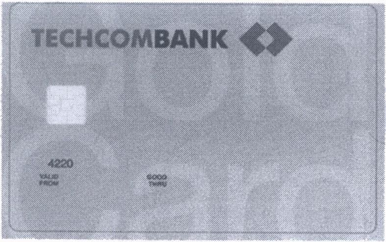 Mẫu nhãn hiệu TECHCOMBANK Gold Card 4220 VALID FROM GOOD THRU