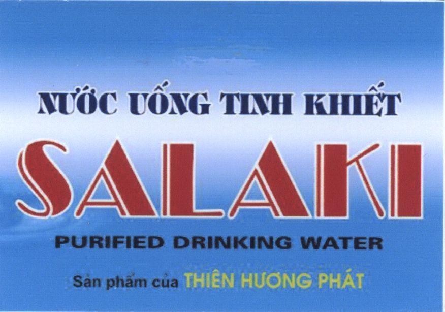 Mẫu nhãn hiệu SALAKI Nước uống tinh khiết PURIFIED DRINKING WATER Sản phẩm của Thiên Hương Phát