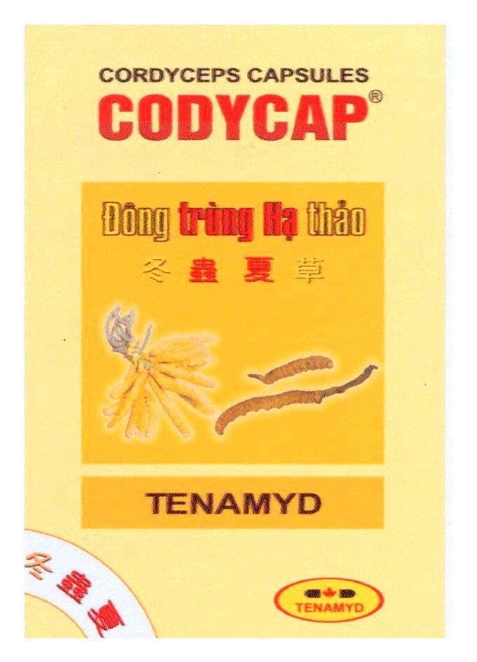 Mẫu nhãn hiệu CORDYCEPS CAPSULES CODYCAP TENAMYD Đông trùng Hạ thảo