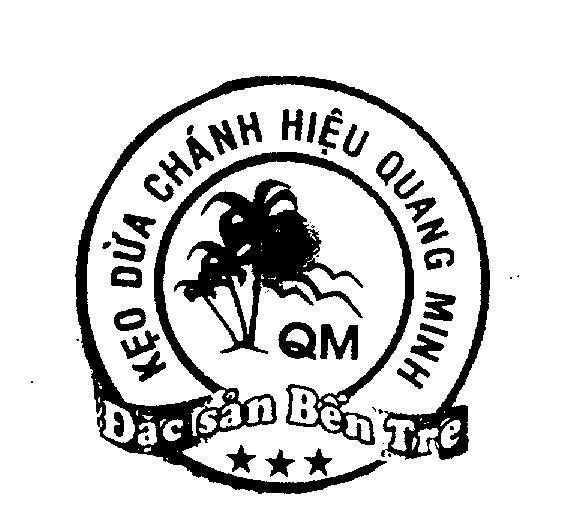 Mẫu nhãn hiệu QM Kẹo Dừa Chánh Hiệu Quang Minh QM Đặc Sản Bến Tre