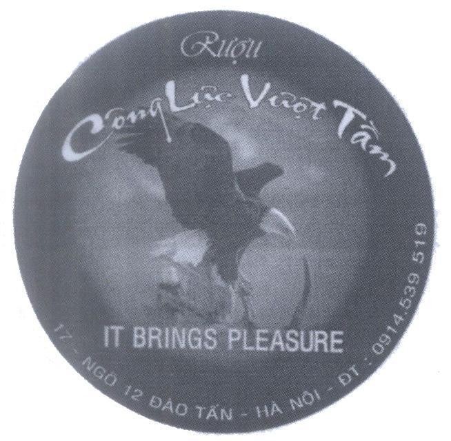 Mẫu nhãn hiệu Rượu Công Lực Vượt Tầm IT BRINGS PLEASURE...