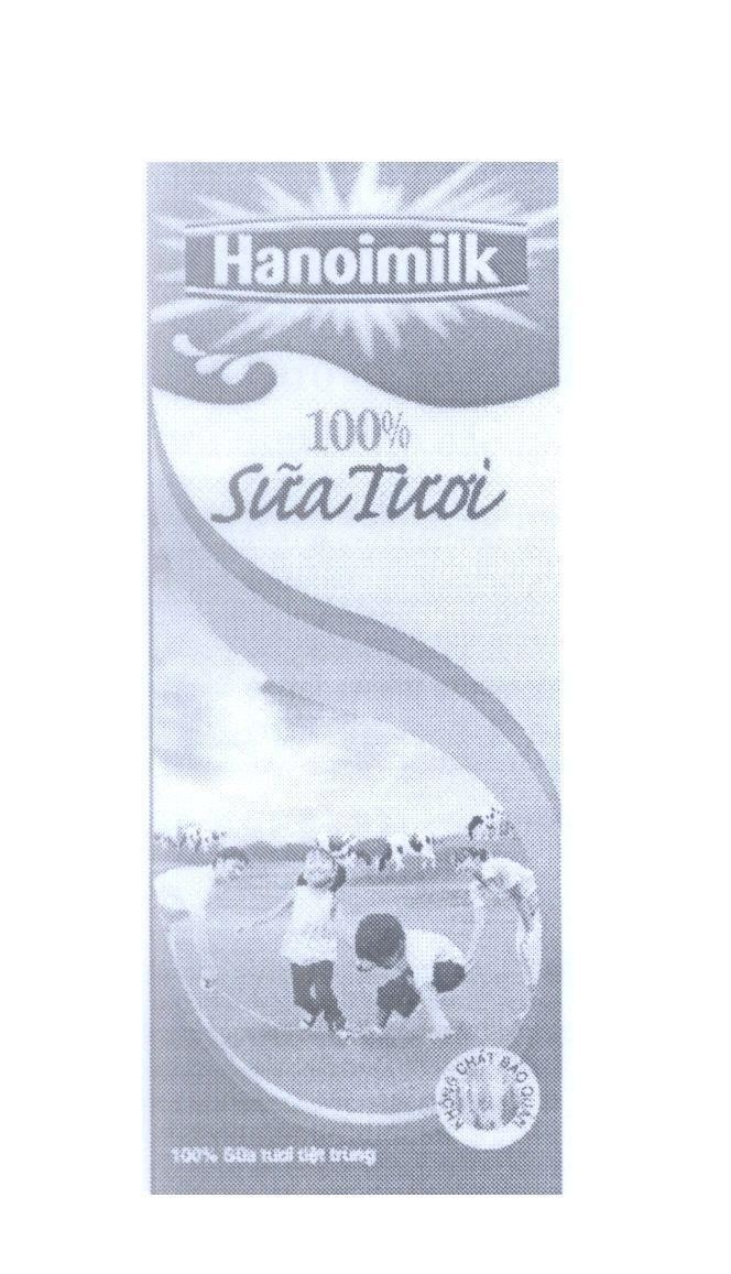 Mẫu nhãn hiệu Hanoimilk 100% Sữa tươi 100% Sữa tươi tiệt trùng Không chất bảo quản