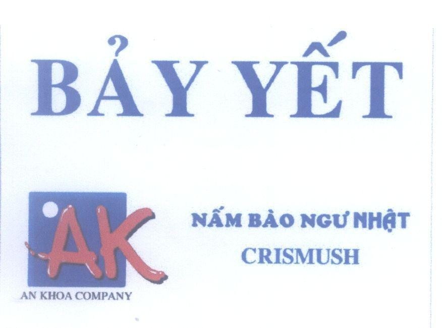 Mẫu nhãn hiệu Bảy Yết AK Nấm Bào Ngư Nhật AN KHOA COMPANY CRISMUSH