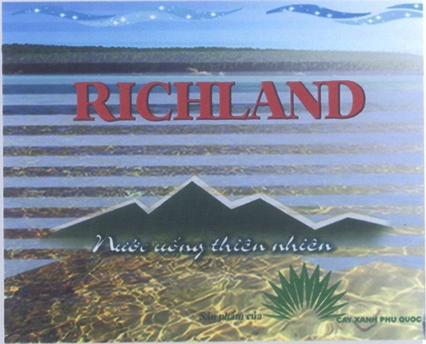 Mẫu nhãn hiệu RICHLAND Nước uống thiên nhiên Sản phẩm của CAY XANH PHU QUOC