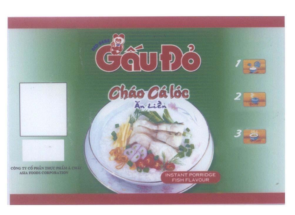 Mẫu nhãn hiệu RED BEAR Gấu Đỏ Cháo Cá Lóc Ăn liền 1 2 3 INSTANT PORRIDGE SHRIMP FLAVOUR