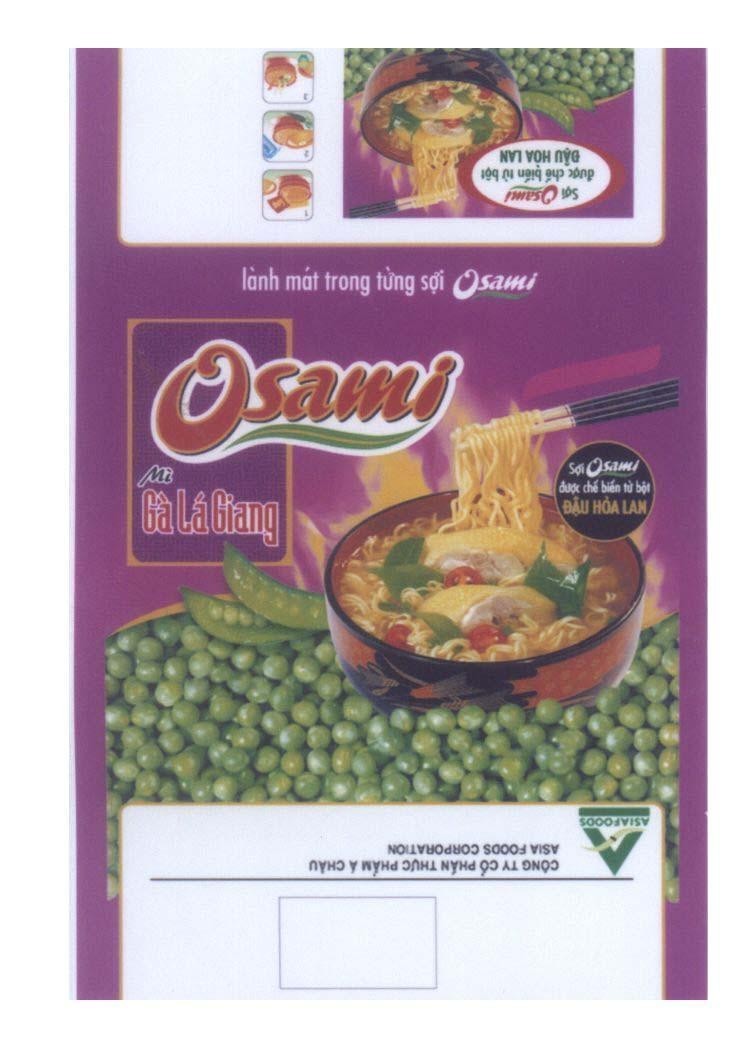 Mẫu nhãn hiệu Osami Mì gà lá giang lành mát trong từng sợi Osami Công ty cổ phần thực phẩm á Châu A ASIAFOODS