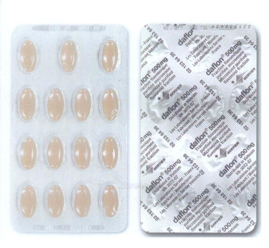 Mẫu nhãn hiệu daflon 500mg Fraction flavonoique purifiée microniée....