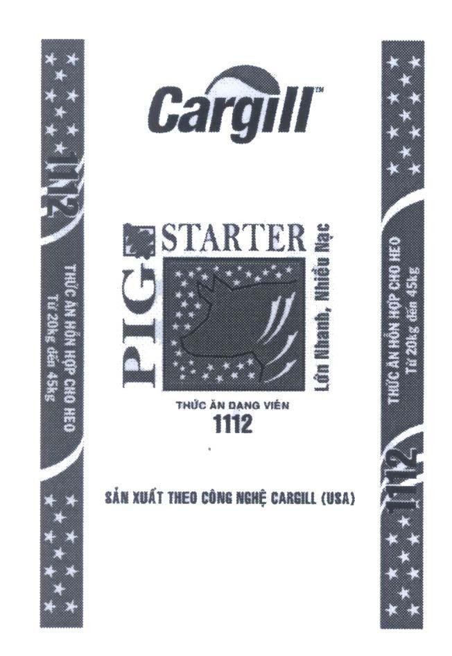Mẫu nhãn hiệu Cargill 1112 PIG STARTER Thức Ăn Dạng Viên Lớn Nhanh, Nhiều Nạc Thức ăn Hỗn Hợp Cho Heo Từ 20kg đến 45kg