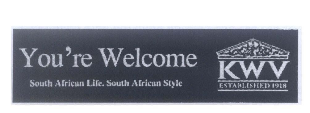 Mẫu nhãn hiệu You're Welcome KWV South African Life. South African Style ESTABLISHED 1918