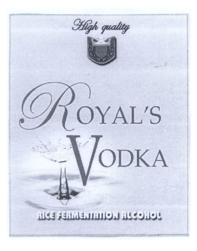 Mẫu nhãn hiệu High quality ROYAL'S VODKA RICE FERMENTATION ALCOHOL