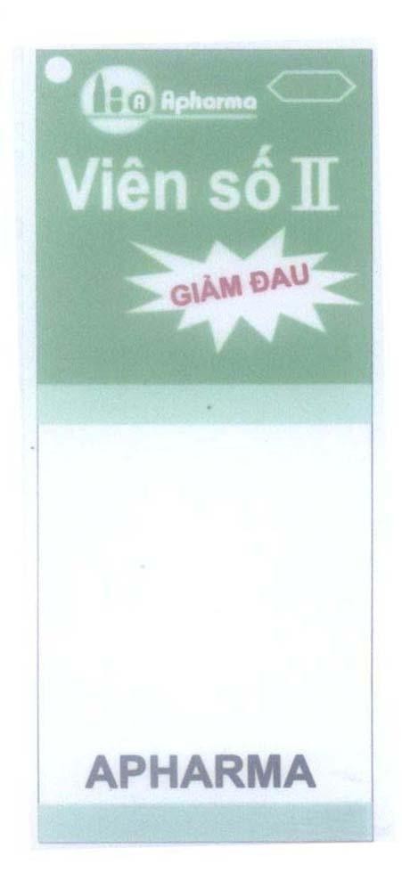 Mẫu nhãn hiệu Viên Số II Giảm Đau APHARMA