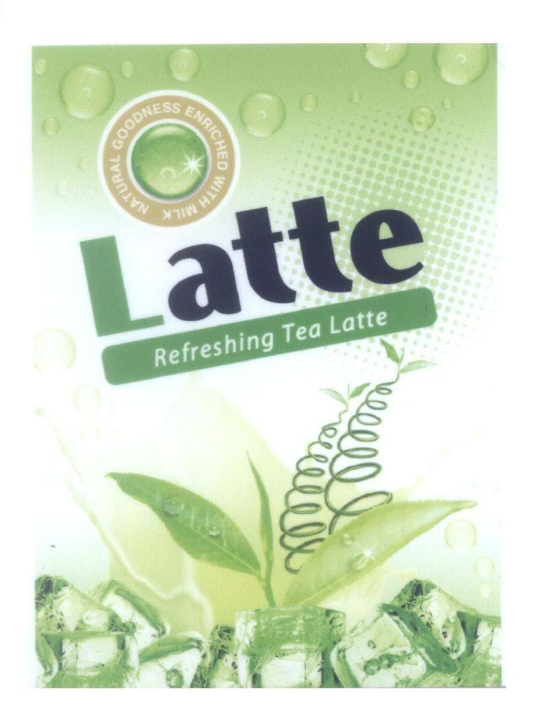Mẫu nhãn hiệu Latte Refreshing Tea Latte NATURAL GOODNESS ENRICHED WITH MILK