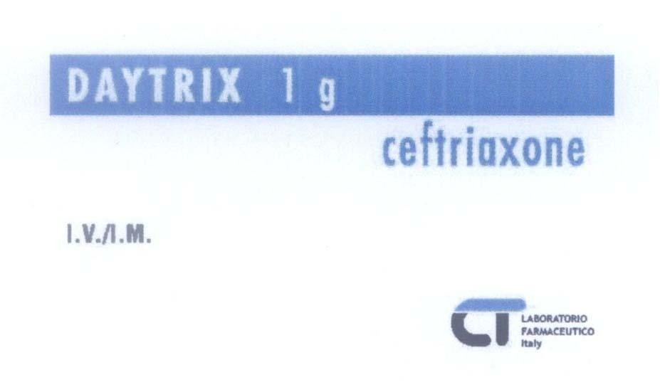 Mẫu nhãn hiệu CT DAYTRIX 1 g ceftriaxone I.V./I.M. LABORATORIO FARMACEUTICO Italy
