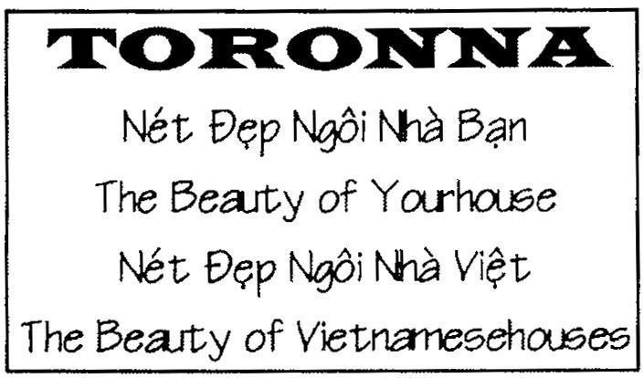 Mẫu nhãn hiệu TORONNA Nét Đẹp Ngôi Nhà Bạn The Beauty of Yourhouse Nét Đẹp Ngôi Nhà Việt The Beauty of Vietnamesehouses