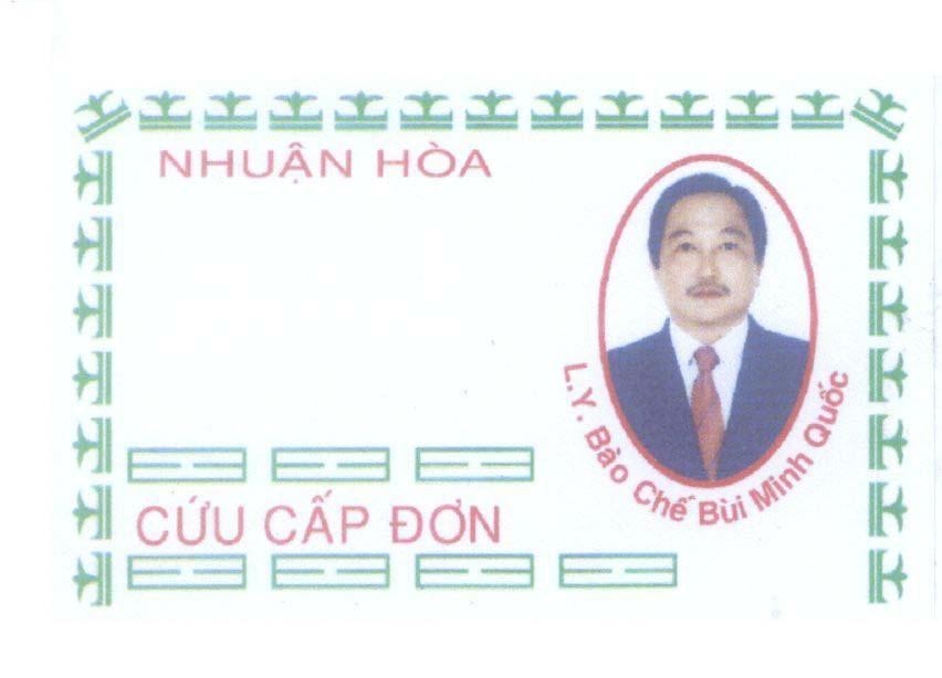 Mẫu nhãn hiệu Nhuận Hòa L.Y. Bào Chế Bùi Minh Quốc Cứu Cấp Đơn