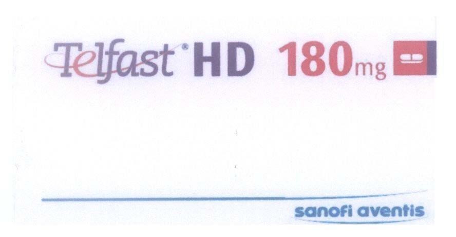 Mẫu nhãn hiệu Telfast HD 180mg sanofi aventis