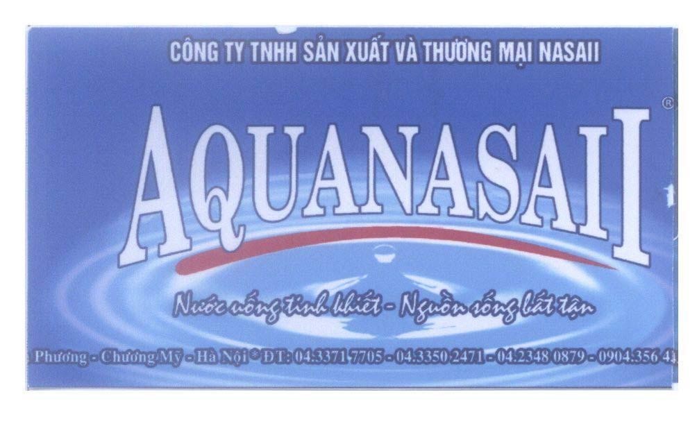 Mẫu nhãn hiệu AQUANASAII Nước uống tinh khiết - nguồn sống bất tận Công Ty TNHH Sản Xuất Và Thương Mại NASAII