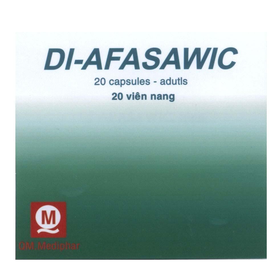 Mẫu nhãn hiệu DI-AFASAWIC Q M QM.Mediphar 20 capsules - adutls 20 viên nang