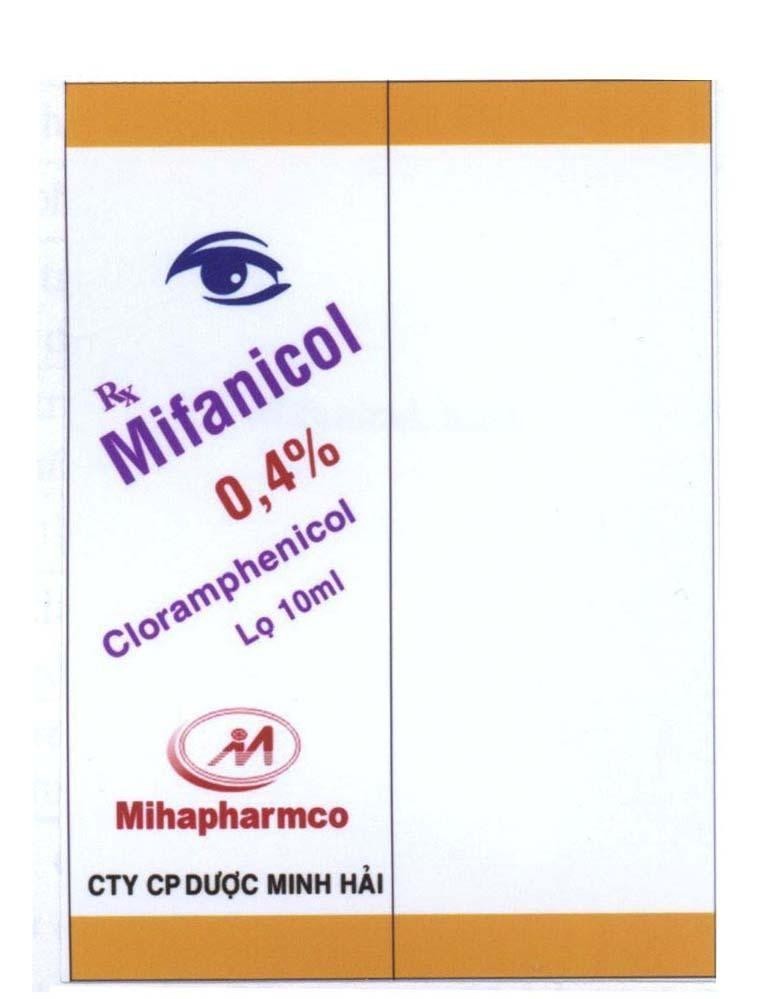 Mẫu nhãn hiệu RX Mifanicol Cloramphenicol M Mihapharmco CTY CP Dược Minh Hải