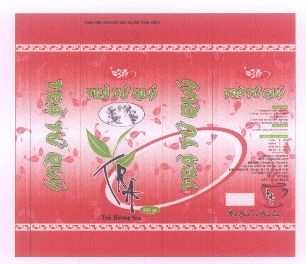 Mẫu nhãn hiệu 36 Trà Tứ Qúy Trà Trà Hương Sen