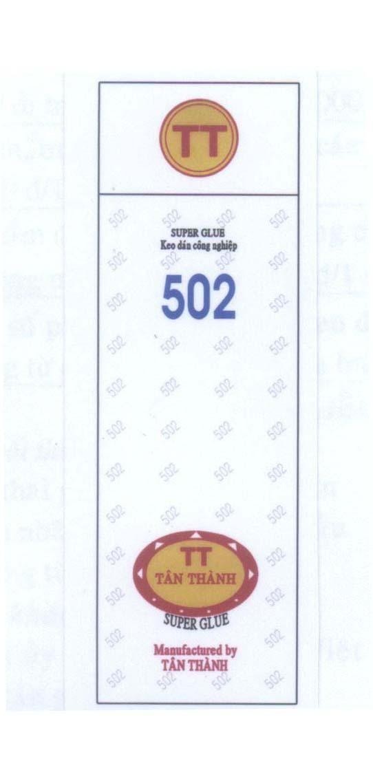 Mẫu nhãn hiệu TT 502 Tân Thành SUPER GLUE Manufactured by Tân Thành Keo dán công nghiệp