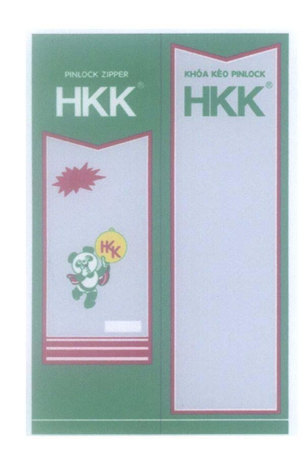 Mẫu nhãn hiệu HKK Khoá Kéo PINLOCK ZIPPER